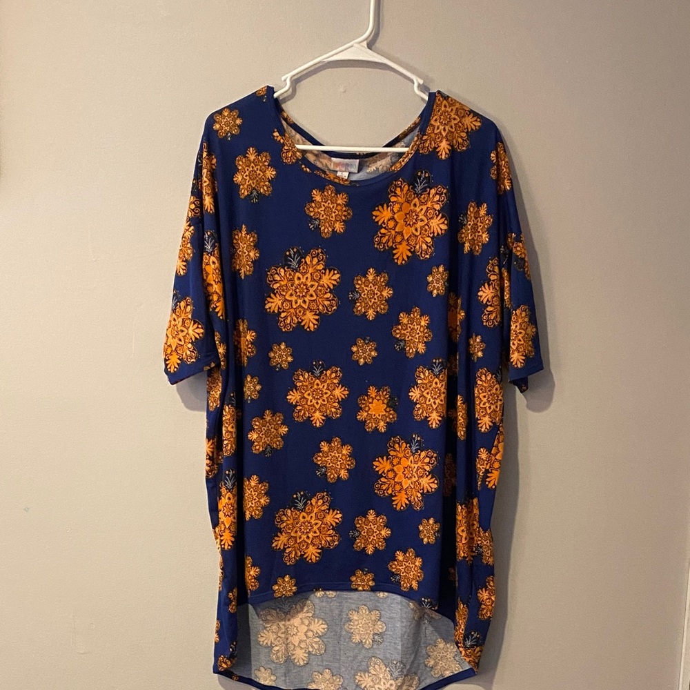 LuLaRoe Blue and Orange Floral Top